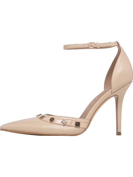 Guess Nanae.2 Γόβες Δερμάτινες με Τακούνι Στιλέτο με Λουράκι Nude FLPNAALEA08