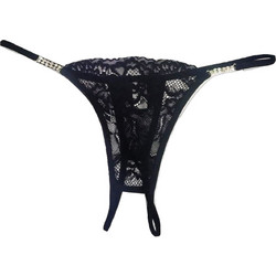 Elite Form Γυναικείο Sexy String Αυτοκινήτου με Δαντέλα Μαύρο 767