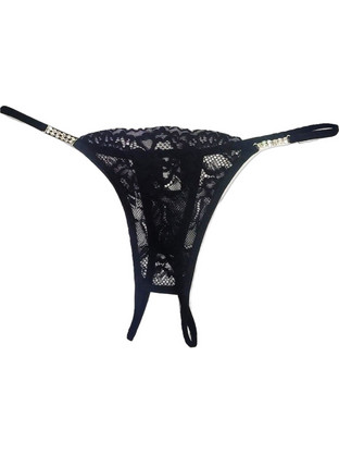 Elite Form Γυναικείο Sexy String Αυτοκινήτου με Δαντέλα Μαύρο 767