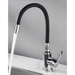 Bonken HT-410 Μπαταρία Κουζίνας Πάγκου Διπλής Παροχής Σπαστή Ανάμεικτη με Εύκαμπτο Ρουξούνι Μαύρη