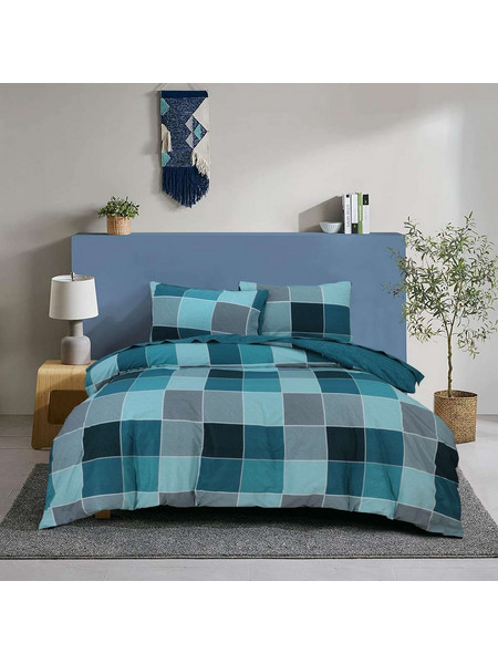 Espree Σετ Σεντόνια King Size Βαμβακερά με Λάστιχο 180x200+35 Naty Blue