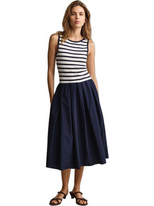 Gant Midi Καλοκαιρινό Καθημερινό Φόρεμα Navy Μπλε Λευκό 3GW4503509-433