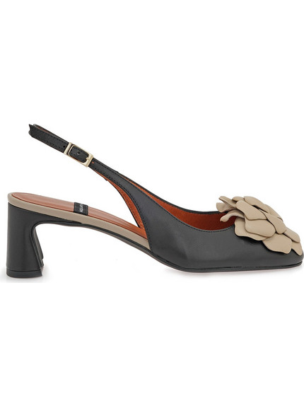 Angel Alarcon Γόβες Slingback Δερμάτινες με Χοντρό Χαμηλό Τακούνι Μαύρες 26011-275D