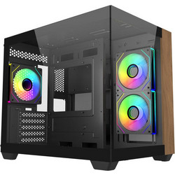 Cooler Master Elite 481 Wood Black Mini Tower Κουτί Υπολογιστή με Πλαϊνό Παράθυρο