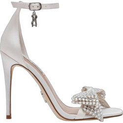 Steve Madden Γυναικεία Πέδιλα Λευκά με Λεπτό Ψηλό Τακούνι και Στρας 11005241