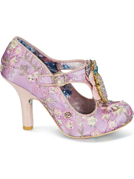 Irregular Choice Γόβες Δερμάτινες με Λεπτό Ψηλό Τακούνι Λουράκι & Στρας Ροζ 4331-19-C