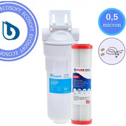 Ecosoft FPV12PECO 10" Μονό Φίλτρο Νερού Κάτω Πάγκου 1/2'' με Ανταλλακτικό Φίλτρο Purewater CL2510 0,5μm