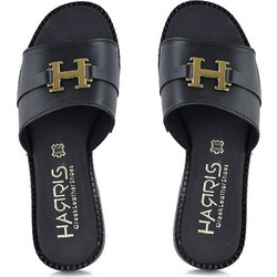 Harris Δερμάτινα Γυναικεία Σανδάλια Μαύρα 551-1084