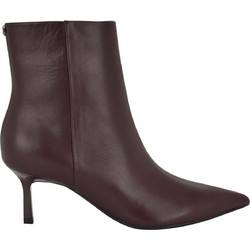Nine West KRYGER9X9 Γυναικεία Μποτάκια Αστραγάλου Δερμάτινα Σοκολατί με Λεπτό Χαμηλό Τακούνι 60-600