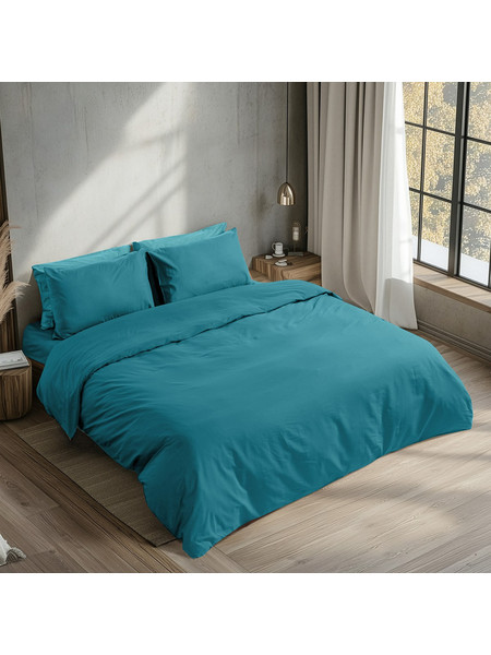 Beauty Home Σεντόνι Υπέρδιπλο Βαμβακερό με Λάστιχο 170x200+35 Prime Art 1230 Πετρόλ