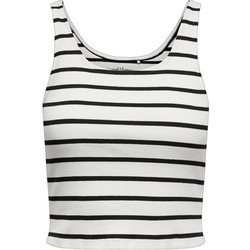 Only Γυναικείο Καλοκαιρινό Crop Top Βαμβακερό Λευκό Μαύρο 15372171