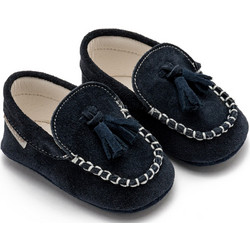 Babywalker Βαπτιστικά Loafers Αγκαλιάς για Αγόρι Δερμάτινα Navy Μπλε MI1130