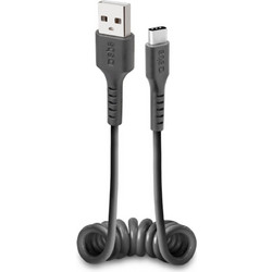 SBS CABLETYPCSK Spiral USB-A to USB-C 0.6m Black