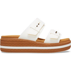 Crocs Brooklyn Γυναικείες Παντόφλες Καλοκαιρινές Platforms Ανατομικές Αντιολισθητικές Λευκές Ταμπά 209978-0WV