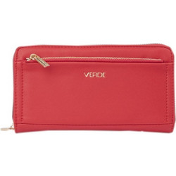 Verde Μεγάλο Γυναικείο Πορτοφόλι με Φερμουάρ Κόκκινο 18-1615