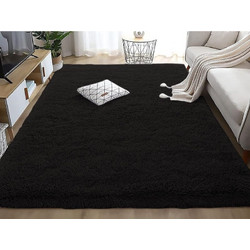 Γαρύφαλλο Fluffie Χαλί Ορθογώνιο Shaggy 160x230cm Μαύρο