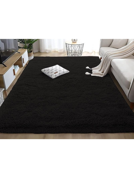 Γαρύφαλλο Fluffie Χαλί Ορθογώνιο Shaggy 160x230cm Μαύρο