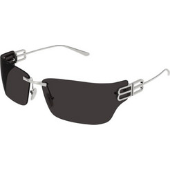 Balenciaga BB0485SA 001 Ανδρικά Γυαλιά Ηλίου Μάσκα Μεταλλικά Ασημί με Μαύρο Φακό