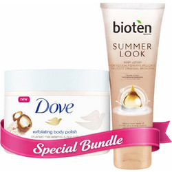 Dove Exfoliating Body Scrub 225ml + Bioten Summer Look Body Lotion 200ml