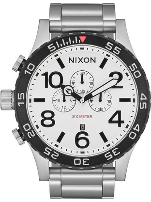 Nixon 51-30 Ανδρικό Ρολόι Χρονογράφος με Ασημί Μεταλλικό Μπρασελέ A1389-5371-00