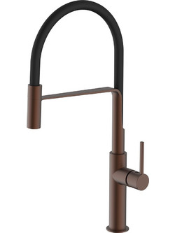 Zipponi Ottone 17530 Μπαταρία Κουζίνας Πάγκου Διπλής Παροχής Ανάμεικτη με Εύκαμπτο Ρουξούνι Καφέ