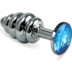 Lovetoy Rosebud Spiral Πρωκτική Σφήνα Diamond Plug 6.9cm Ασημί Γαλάζια