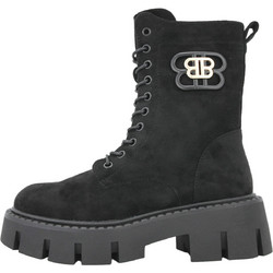 Ideal Γυναικεία Αρβυλάκια Suede Μαύρα με Χοντρό Χαμηλό Τακούνι 5808-2