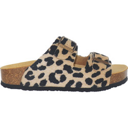 Plakton Γυναικεία Σανδάλια Suede Μπεζ Μαύρα 340010