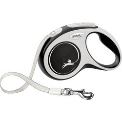 Flexi New Comfort Πτυσσόμενο Λουρί Σκύλου έως 60kg 5m Λευκό Μαύρο