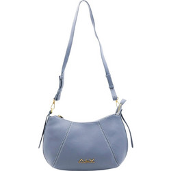 Alviero Martini Hobo Diana Γυναικεία Τσάντα Χιαστί από Δερματίνη Γαλάζια με Στενό Λουρί ALVB13002-19