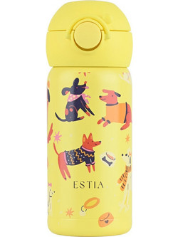 Estia Wonder Bottle Save Τhe Aegean Pet Party Παιδικό Παγούρι Θερμός Ανοξείδωτο BPA Free με Καλαμάκι Κίτρινο 350ml