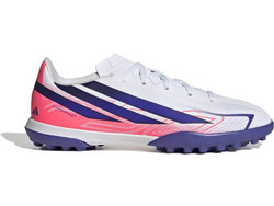 Adidas F50 Hyperfast Club TF KK1368 Παιδικά Ποδοσφαιρικά Παπούτσια με Σχάρα Λευκά Φούξια Μπλε