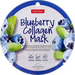 Purederm Blueberry Collage Sheet Μάσκα Προσώπου για Αντιγήρανση με Κολλαγόνο 18gr