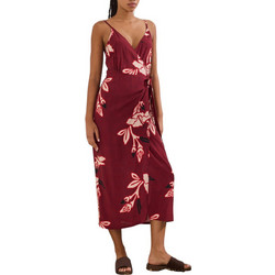Namaste Ornette Midi Καλοκαιρινό Καθημερινό Φόρεμα Floral Κρουαζέ Μεταξωτό Μπορντό SS0826011