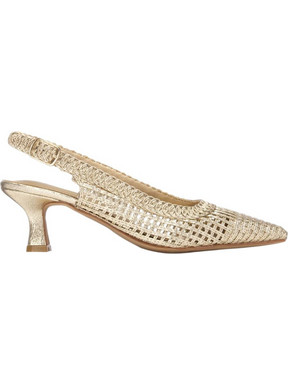Xti Γόβες Slingback Δερμάτινες με Λεπτό Χαμηλό Τακούνι Χρυσές 145432