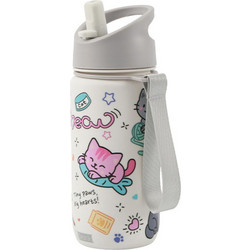 iDrink Cats Παιδικό Παγούρι Θερμός Ανοξείδωτο με Καλαμάκι Γκρι 420ml