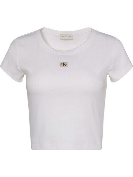 Calvin Klein Γυναικείο Καλοκαιρινό Crop Top Ριπ Λευκό LV047C200G-YAA
