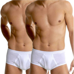 Helios Ανδρικά Σλιπ Βαμβακερά με Άνοιγμα Λευκά 2Pack 80110-2