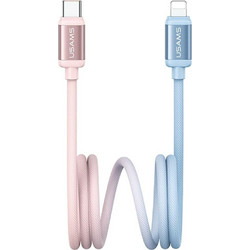 Usams Bicolor Series SJ757 Braided USB-C to Lightning Cable 30W 1.2m Blue Pink 6958444994505