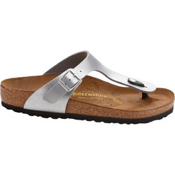 Birkenstock Gizeh Δερμάτινες Γυναικείες Σαγιονάρες Ανατομικές Ασημί 43851