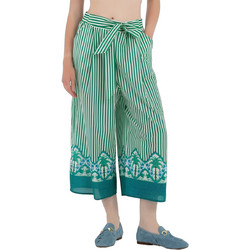 August Resortwear Ψηλόμεση Υφασμάτινη Γυναικεία Ζιπ-Κιλότ Relaxed Εφαρμογή Πράσινη S26A8055