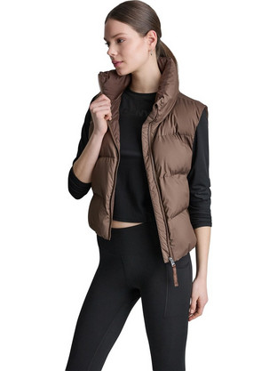 DKNY Αμάνικο Γυναικείο Μπουφάν Χειμωνιάτικο Puffer Μακρύ Σοκολατί DP6V3145-CHT