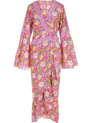 Gsecret Midi Καλοκαιρινό Καθημερινό Φόρεμα Floral Κρουαζέ Ροζ FF1102-38581