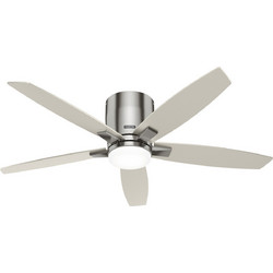 Hunter Valencia Low Profile 52932 Ανεμιστήρας Οροφής 132cm 46W με Φως & Τηλεχειριστήριο Ασημί