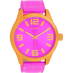 Oozoo Timepieces Ανδρικό Ρολόι με Φούξια Δερμάτινο Λουράκι C11650