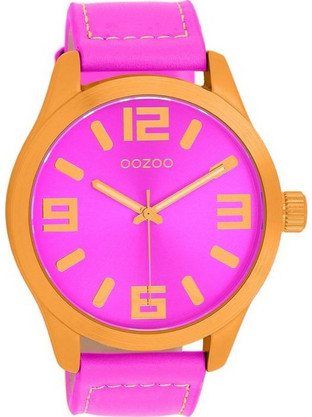 Oozoo Timepieces Ανδρικό Ρολόι με Φούξια Δερμάτινο Λουράκι C11650