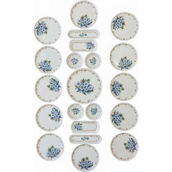 Hermia Flower Blue Σετ Πιάτα Φαγητού Πορσελάνης Λευκά Μπλε 21τμχ 759NRE1124