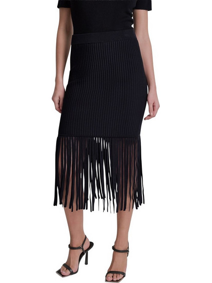 DKNY Μίντι Φούστα Πλεκτή Ψηλόμεση Pencil Μαύρη P6ERAD35-BLK