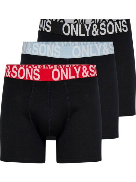 Only & Sons Ανδρικά Μποξεράκια Σετ 3Pack Μαύρα 22028589