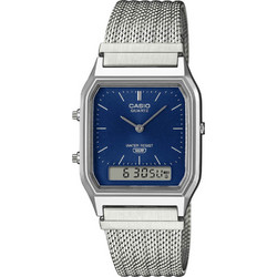 Casio Ανδρικό Ρολόι Χρονογράφος με Ασημί Μεταλλικό Μπρασελέ AQ-230EM-2A
